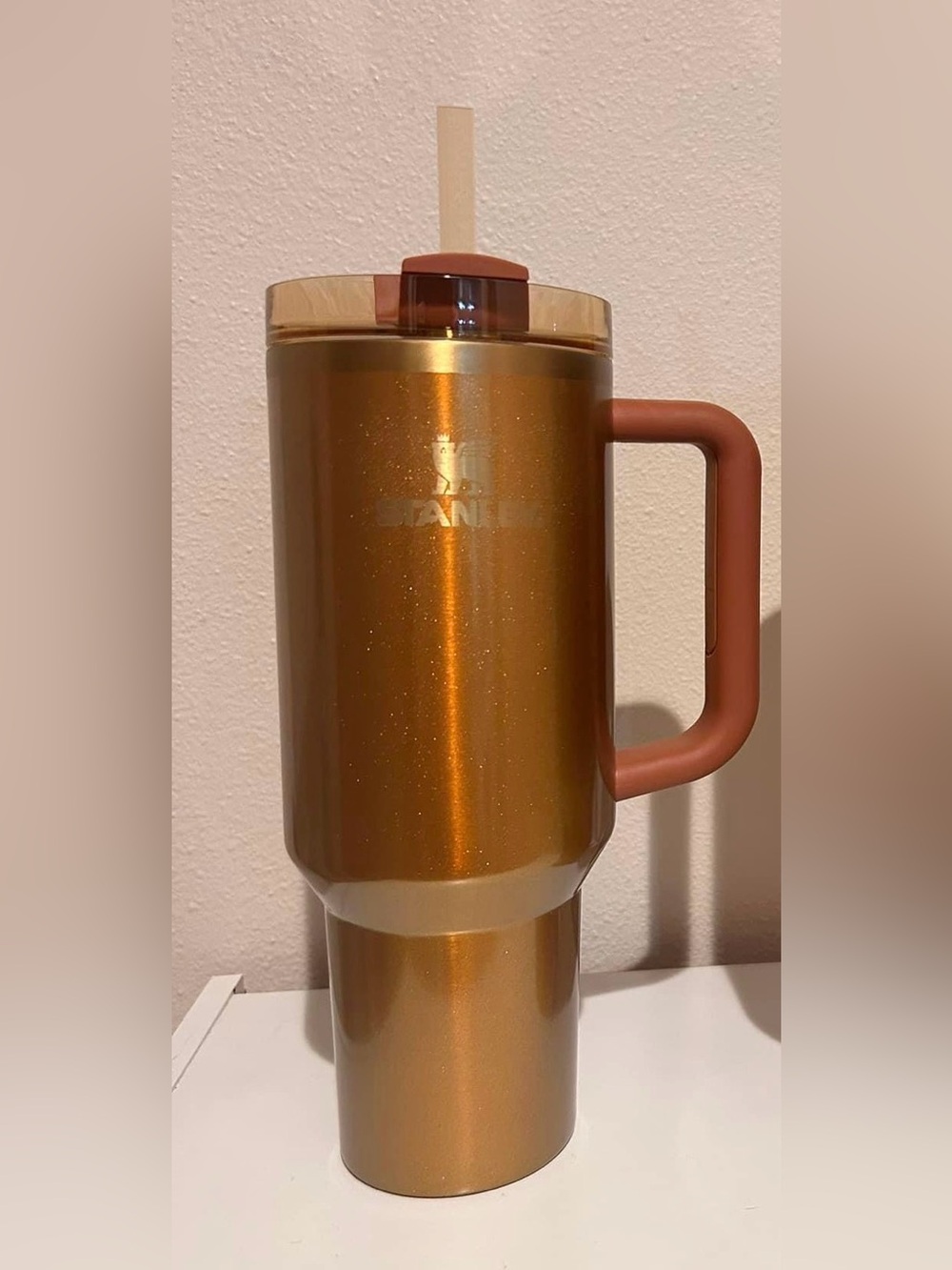 Stanley 40 oz Metallic Copper Travel Mug with Rust Handle